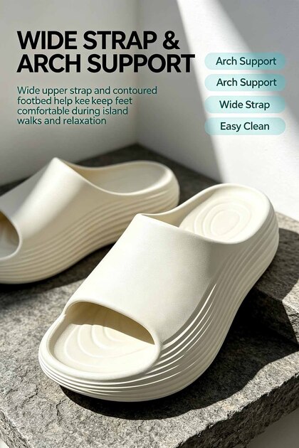 Trendy Vacation Sliders Water Drainage Sole