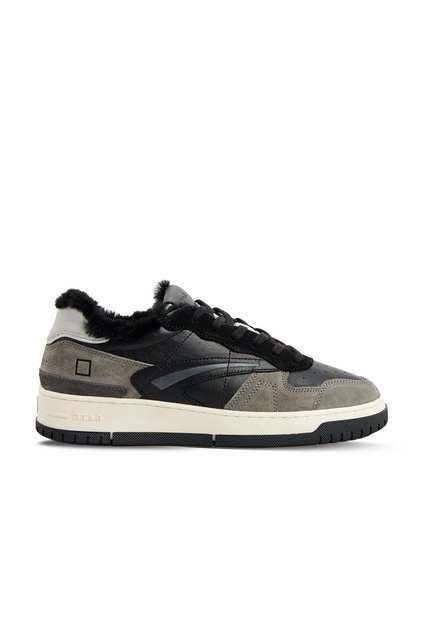 Genuine Leather Low-Top Sneakers Z623 Black + Gray Suede (Black+Gray Suede)