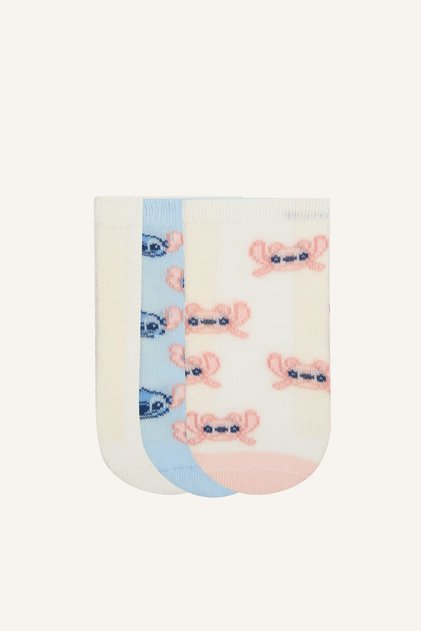 Disney Lilo & Stitch Character Patterned Seamless 3-Piece Cotton Long Socks Baby Girl H4659A5Ns