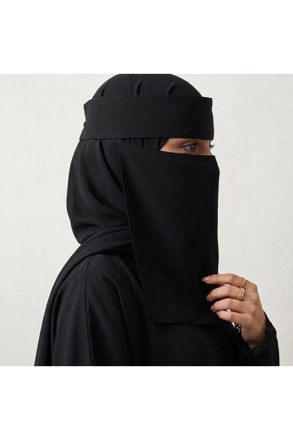 نقاب أسود كلاسيكي بمطاط مستقيم - بمقوى وبدون مقوى (9 إنش / 12 إنش)
