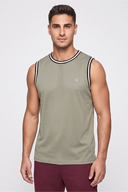Men Sportswear Fit Sleeveless Basketball Vest, Sage Green
