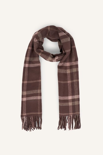 Women's Plaid Patterned Tassel Scarf I2988Ax26Wn