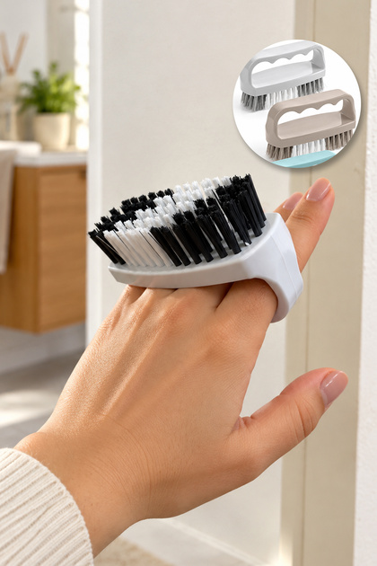 Finger Brush - Multi-Purpose Collar and Nail Brush - Detail Brush - Clothes Brush - Extra Quality Hand Brush with Hard Bristles