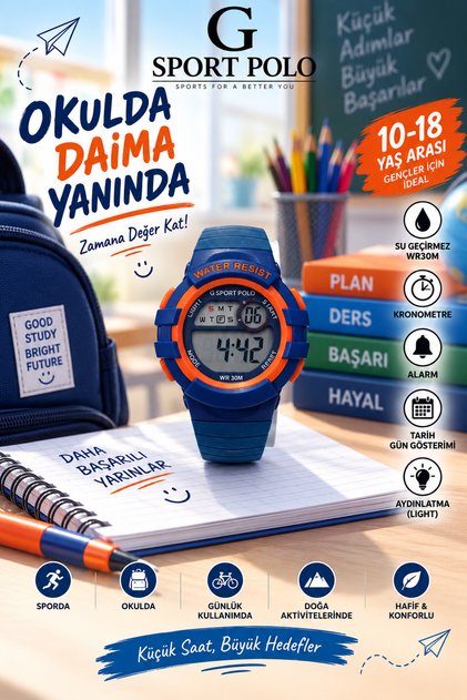 30m Water Resistant Children'S/Teenagers' Watch with Light, Alarm, Stopwatch and Calendar