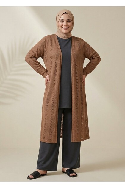 Comfortable Cut Long Lace Cardigan Plus Size Mother's Size Soft Cardigan
