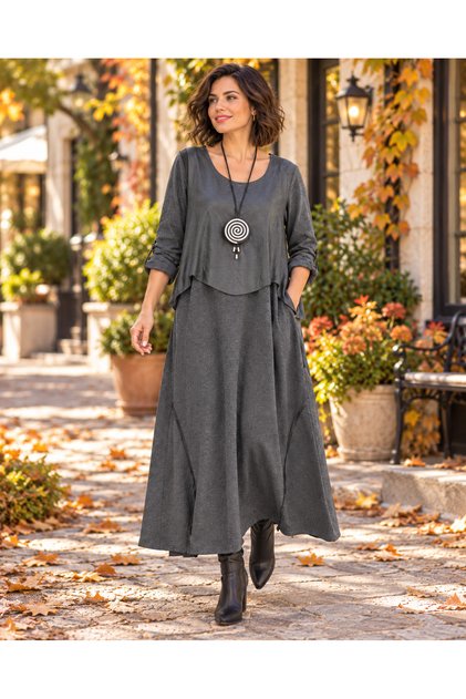 Women's Long Sleeve Necklace Dress Leather Vest Suit Type Viscose 42/46