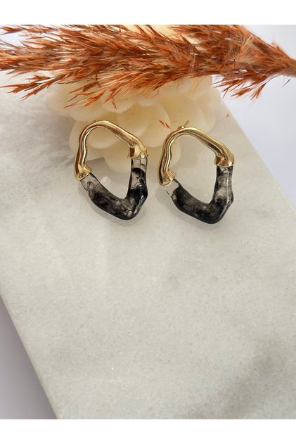 Steel Earrings with Agate Stones