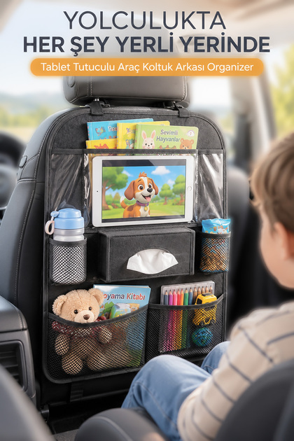 Car Seat Back Organizer Car Interior Tablet Holder Felt Car Interior Organizer 50X60 cm Children's Multi-Compartment Organizer Item Organizer with Pockets