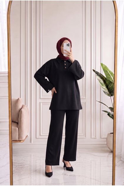 سترة نيفكان ذات ياقة و3 أزرار - MA759 أسود