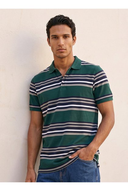 Basics Pique Polo T-shirt with Stripes