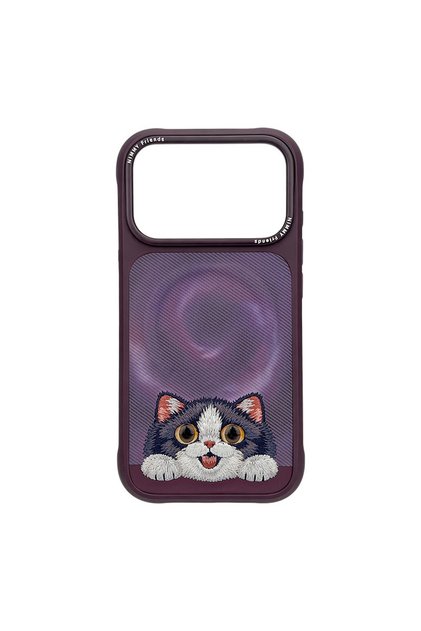 Big Eyes iPhone 18 Pro Compatible 3D Case | Real Embroidery Work, Cat Pattern with Magsafe Feature