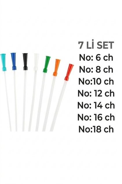 ASPİRASYON KATETERİ (SON.) 7 li set (no: 6 ch no: 8 ch no:10 ch no: 12 ch no: 14 ch no: 16 ch no:18 ch)