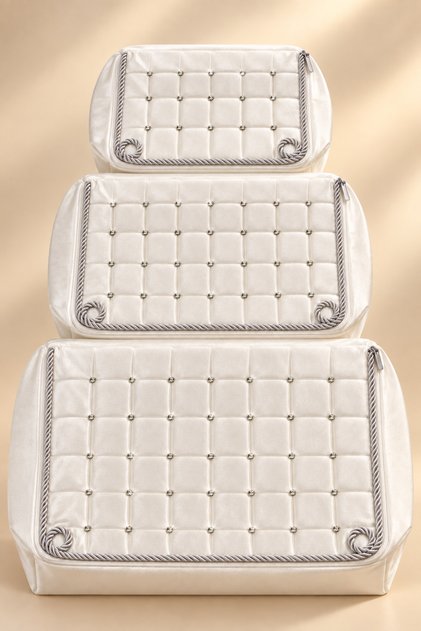 3-Piece Luxury Velvet Anti-Tarnish Stone Dowry Box Set for Promise, Engagement, Bride and Groom, 60X40 50X40 30X20