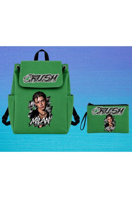 Crush Group College Model Side Pocket Cotton Premium Printed School Backpack Pen Holder Set