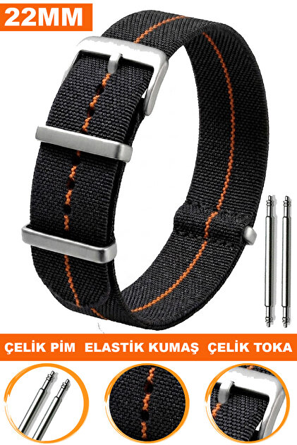 22mm Elastic Fabric Nato Textile Watch Band Strap N39Tld-Bt