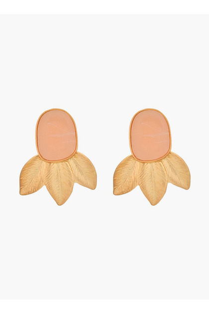 Gold Tone Leaf Drop Earrings with Pushback Closure
