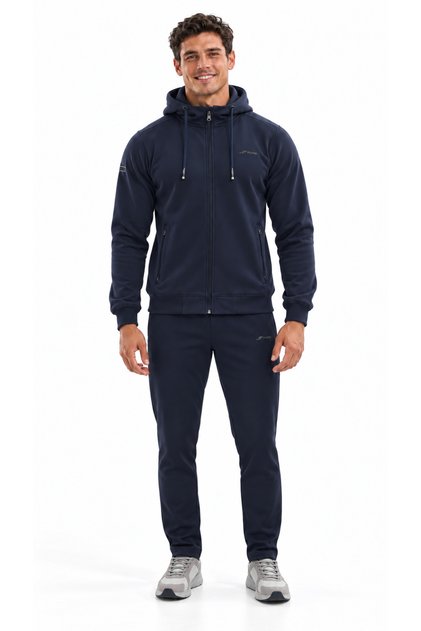 Men's 3 Thread Fleece Zipper Hooded Tracksuit Set