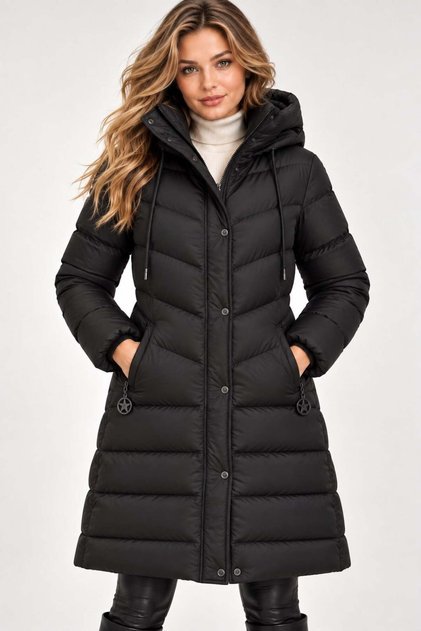 Women's Coat Plain Black Z9719