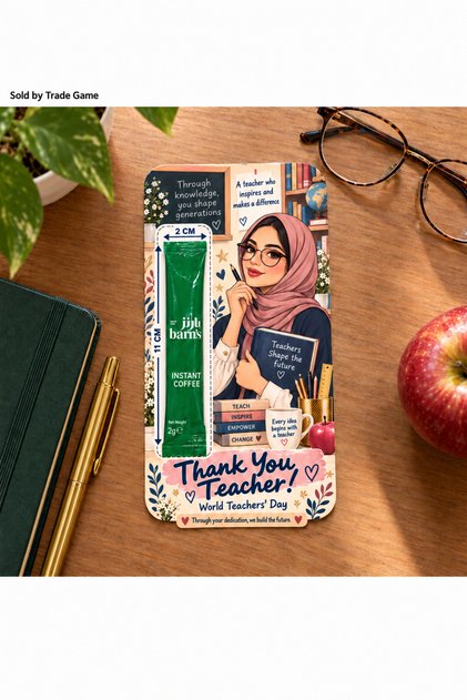 بطاقات هدايا باللغة الإنجليزية ليوم المعلم مع أكياس قهوة سريعة التحضير، 6 قطع، فوركس 3 مم