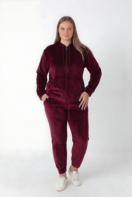 Mooda Velvet Lycra Plus Size Women's Tracksuit Set