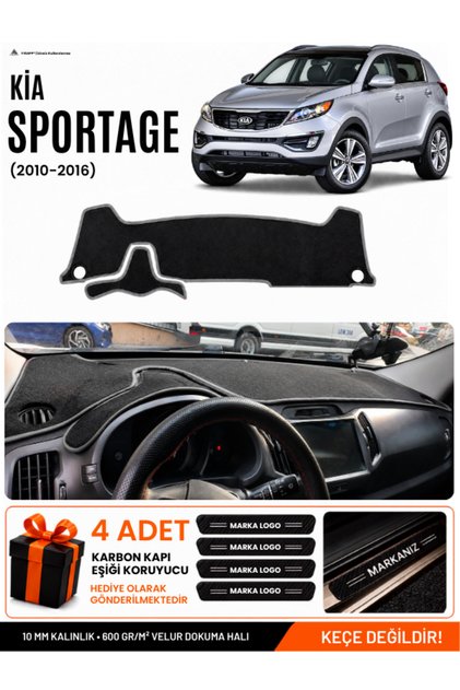 Kia Sportage (2010-2016) Compatible Glove Box Protection, Glove Box Cover, Glove Box Case - Black-Grey - Ki022