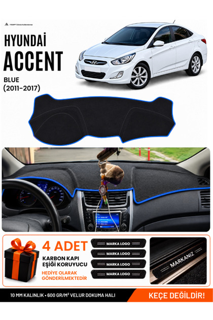 Hyundai Accent Blue (2011-2017) Compatible Glove Box Cover, Glove Box Case - Black-Blue - Hu011