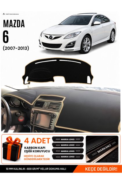 Mazda 6 (2007-2013) Compatible Glove Box Protection, Glove Box Cover, Glove Box Case - Black-Beige - Ma007