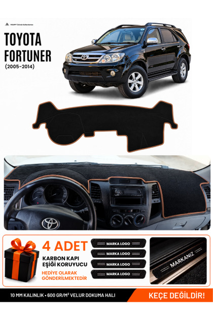 Toyota Fortuner (2005-2014) Compatible Dashboard Cover, Dashboard Case - Black-Brown - To018