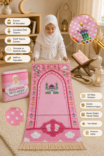 Children's Prayer Mat with Bag | My Son's First Prayer Mat, Portable Model with Zipper