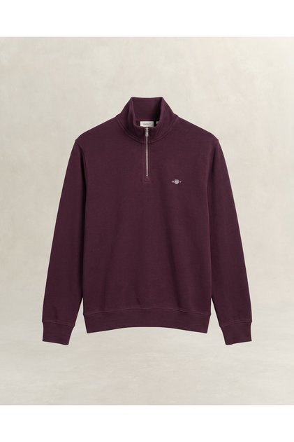 Erkek Pembe Yarım Fermuarlı %100 Pamuk Sweatshirt