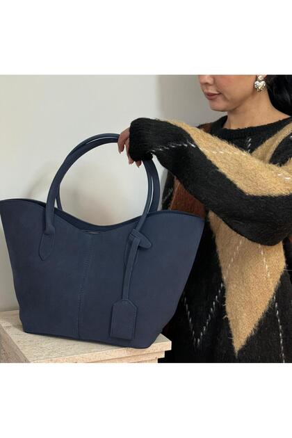 Women's Begonia Model Suede Double Handle Shoulder Bag