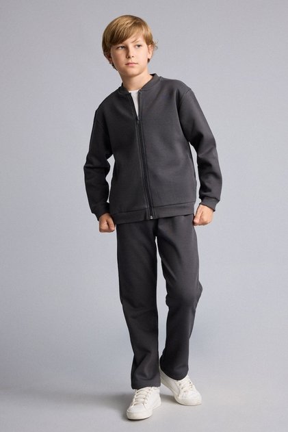 Zippered Pocket Cardigan Sweatpants Pique 2-Piece Set for Boys H9349A826Au