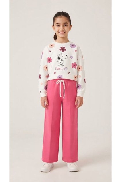 Girl's Printed Long Sleeve Tracksuit Sweatshirt Set