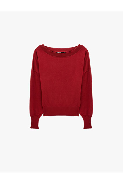 Regular Fit Round Boat Neck Long Sleeve Knitwear Sweater