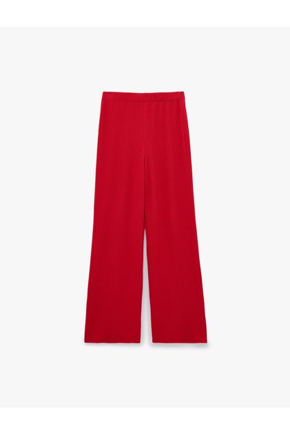 Kaşkorse Kumaş Düz Bol Paça Pantolon