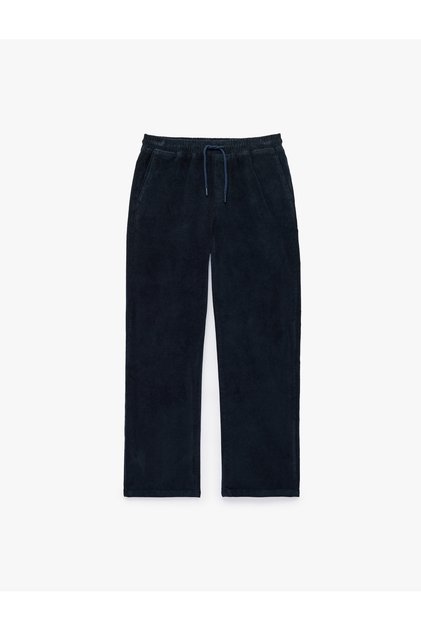 Cotton Pocketed Velvet Trousers with Elastic Waist and Laces