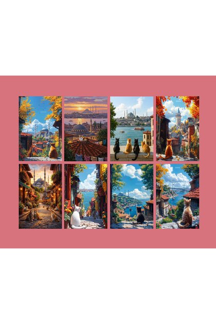 Istanbul Themed Postcard Set (10X15 cm 8 Pieces)