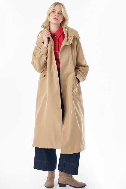 Trench Coat with Pocket Bag in Beige