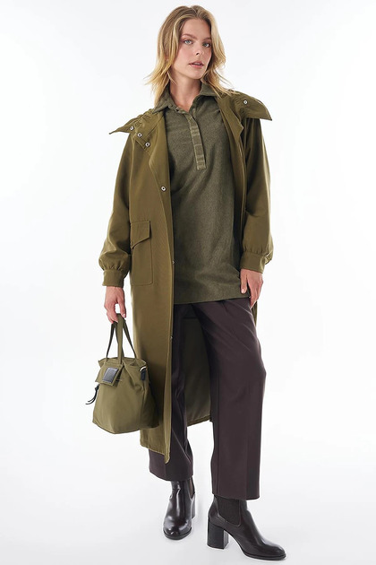 Trench Coat with Pocket Bag, Khaki