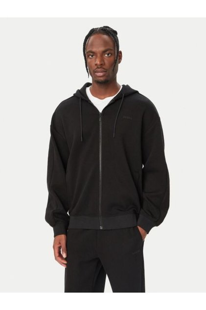 SİYAH FERMUARLI KAPÜŞONLU ERKEK SWEATSHIRT