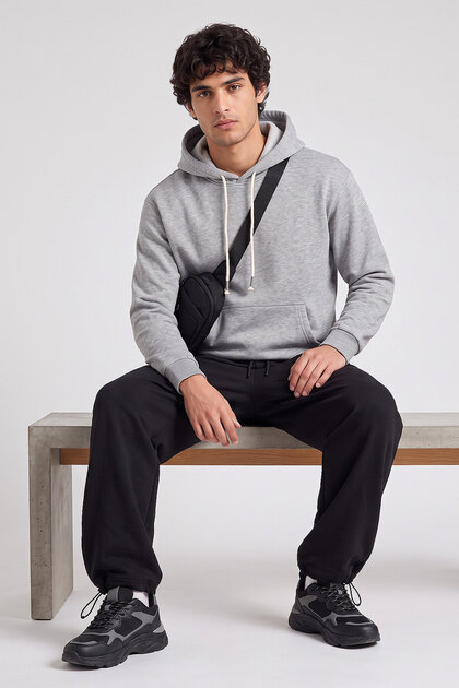 Gray Melange Standard Fit Basic Men's Sweatshirt - 88513
