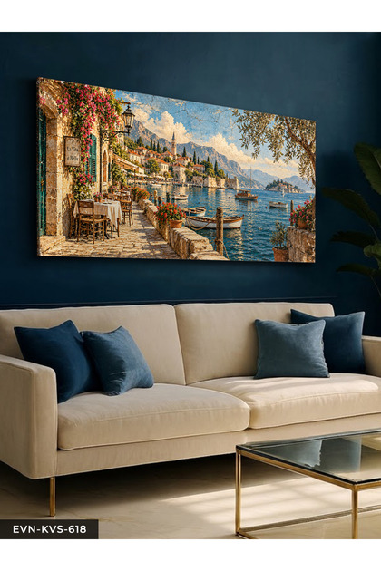 Stone Houses and Sea One Piece Canvas - Canvas Art Print