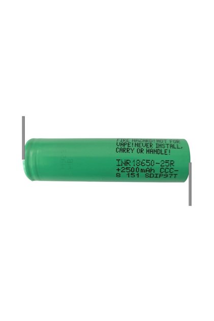 Μπαταρία INR18650-25R, Ιόντων λιθίου 2500 mAh, 20A, με ακροδέκτες Z