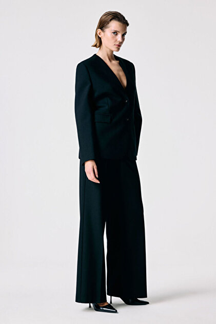Siyah Cepli Gabardin Pantolon