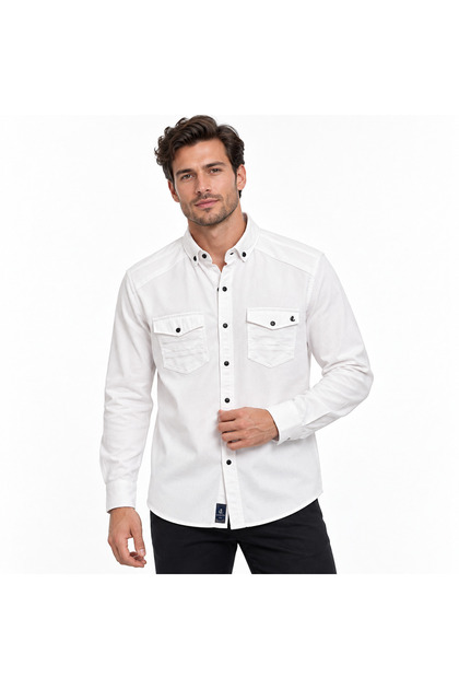 Premium Dokulu cepli Gabardin Kot Trend Erkek Gömlek