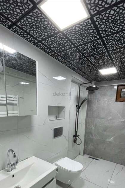 Lotus Siyah Clip-in (Klipin) PVC Asma Tavan Kaplama Paneli 30*30 cm - 11 Adet (1m²)
