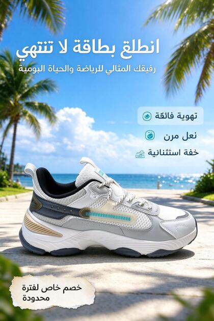 حذاء رياضي رجالي داد كثيف النعل، شبكة تنفس، ألوان متعددة، حذاء مشي يومي أسود أبيض رمادي