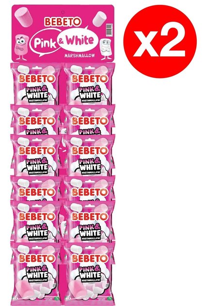 Bandă suspendată de marshmallow roz și alb – 2 x 12 x 30 g
