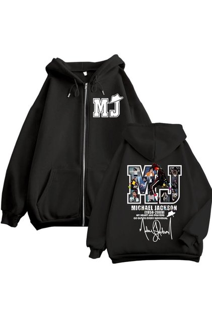 Mj Michael Jackson Printed 3 Thread Zipper Cardigan Embroidered Oversize
