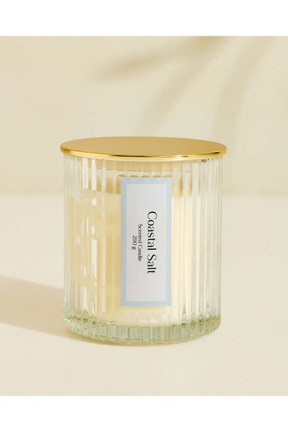 White Coastal Salt Scented Jar Candle 290g